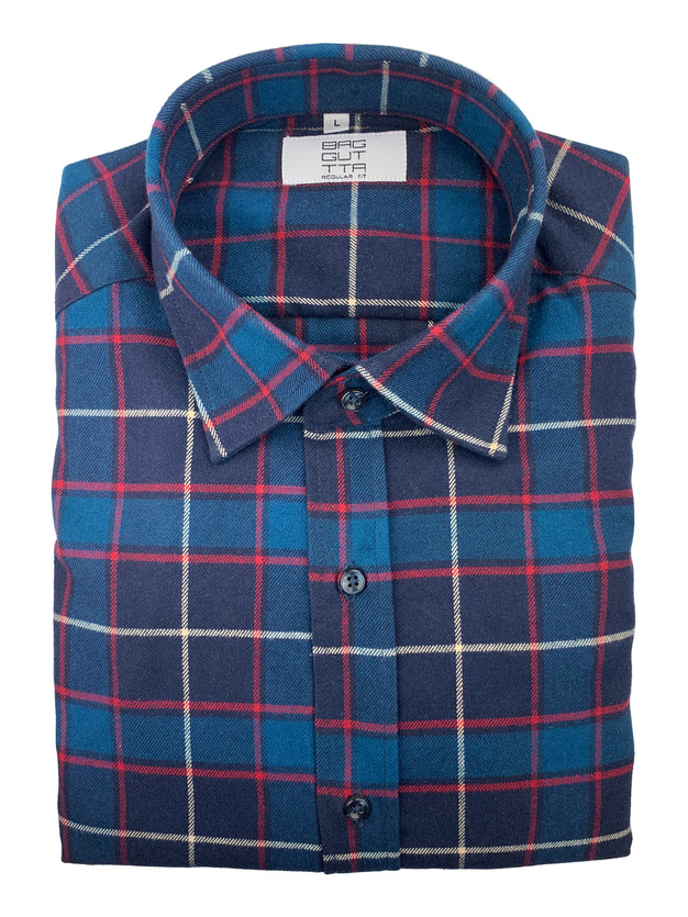 PLAID FLANNEL BLUE-LIGHT BLUE RED SHIRT