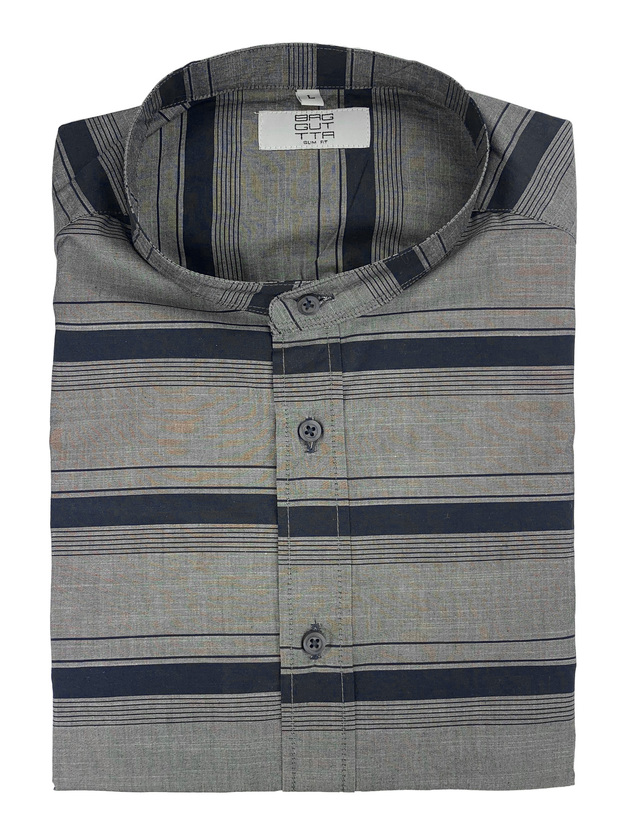 ΠΟΥΚΑΜΙΣΟ ΡΙΓΕ ΟΡΙΖΟΝΤΙΟ ΓΚΡΙ ΜΠΛΕ- L SLIM- ΚΛΑΣΙΚΟΣ ΜΑΛΑΚΟΣ