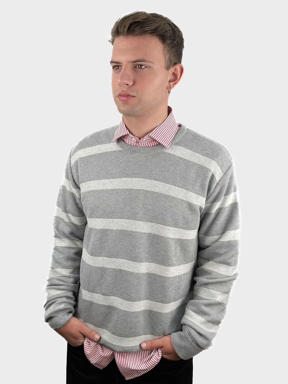 STRIPED GREY SWEATER