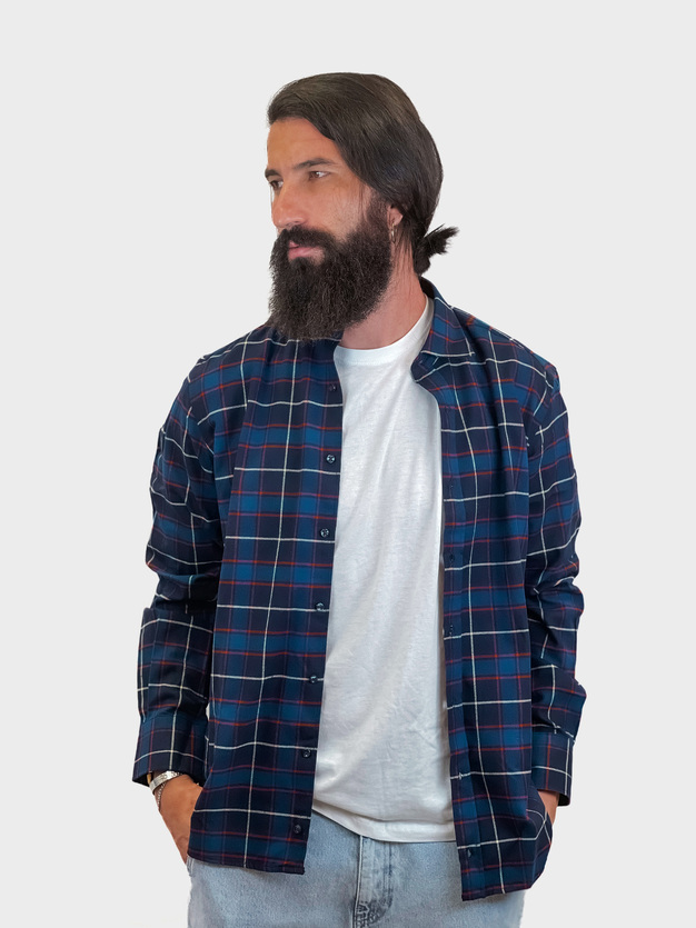 PLAID FLANNEL BLUE-LIGHT BLUE RED SHIRT