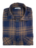 OVERSHIRT ΦΑΝΕΛΑ ΚΑΡΟ ΜΠΛΕ ΚΑΦΕ- XXL REGULAR
